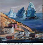 Icebergs at Ferryland, Oil on Canvas